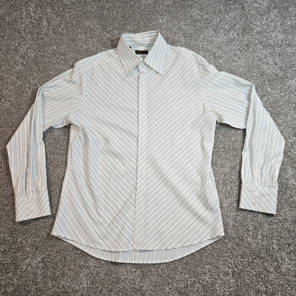 7 Diamonds Button Down White/black Striped Men's Size Large Long Sleeve Casual‎